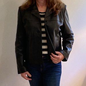 SIENA Studio Black Leather Jacket, size Medium
